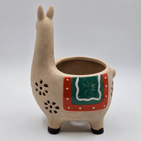 Whimsical Alpaca Planter - Hand Painted Ceramic Llama Succulent Planter Pot - Picture 2 of 10